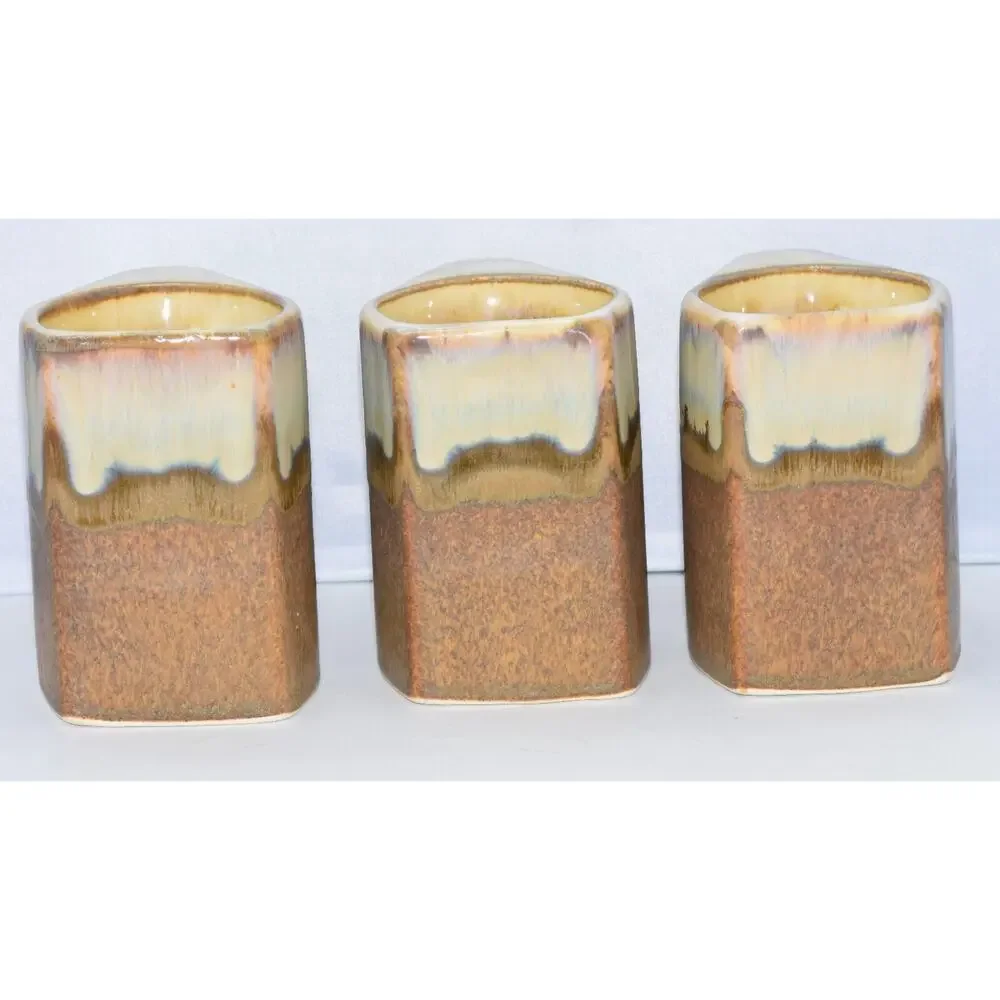Mid-Century Rodolfo Padilla Drip Glaze Pottery Coffee Mugs 3pc Coffee Mug Set